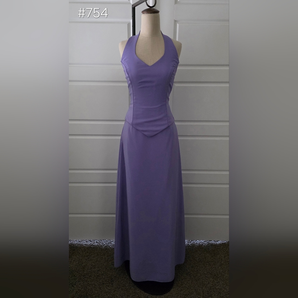 Lavender Purple Halter Maxi 2-Piece Formal Dress